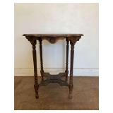 Vintage Wooden Side Table with Pie Crust  Edge