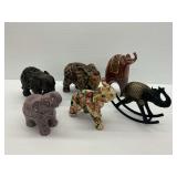 Assorted Elephant Figurines Group