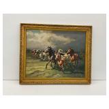 Istvan Benyovszky Oil on Canvas "Running From The Storm"