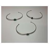 (3) Southwest Sterling Silver Inlaid Turquoise and Coral Cuff Bracelets