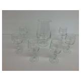 Glass Pitcher with Six Stemmed Glasses