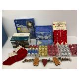 Christmas Decorations with GE Snowflake Light, Outdoor Patriot Flag Light, Icicle Lights, Bows, Ornaments and Stockings