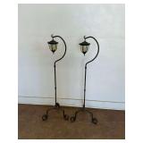 Pair of Wrought Iron Outdoor Solar Lights