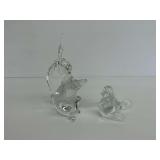 Clear Glass Animal Figurines - Bird and Rabbit