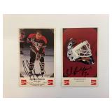 Two Signed Chicago Blackhawks Hockey Trading Cards