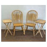Two Wooden Chairs and Two Folding TV Trays...see description