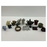Group of Elephant Figurines and Other Items
