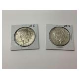 Two Peace Silver Dollars