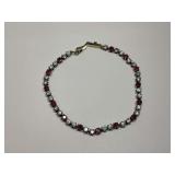 Gold Wash Sterling Silver, Multi Ruby and CZ Gemstone 7.25 In. Tennis Bracelet