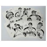 Milwaukee Braves Baseball Player Illustration Reprints by Marshall Merrell