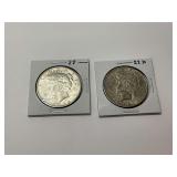 Two Peace Silver Dollars