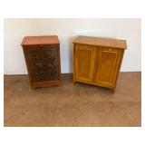 Two Wooden Storage Bin Cabinets