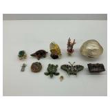 Trinket Boxes Including a Monet Hinged Box and Other Figural Boxes