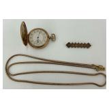 Elgin Pocket Watch with Chain...missing glass