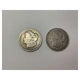 Two Morgan Silver Dollars