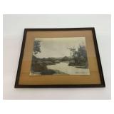 Framed Kishwaukee River Photograph Signed C.E. Montgomery