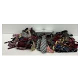Assortment of Various Pattern Neckties and Smartek Revolving Tie Rack