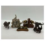 Elephant Figurines and Bookends