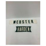 "Webster" & "Harden" Green & White Cloth Pieces