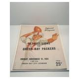 Green Bay Packers Vs Detroit Lions Official Program Dated November 21 1954