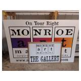 Two Monroe Art Market Signage Boards ... 75 x 48 & 38 x 27 Inches