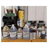 Assorted Collection of Wood Finishes, Epoxy Resins, and Aerosol Coatings