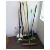 Assorted Brooms & Swiffer Mop