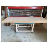 Rolling Wooden Work Bench ...  34.5” x 96” x 30.5”