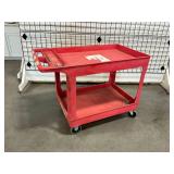 Two-Tier Red Rolling Plastic Utility Cart ... 33 x 45 x 26 Inches