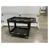 Two-Tier Black Rolling Plastic Utility Cart ... 33 x 45 x 26 Inches