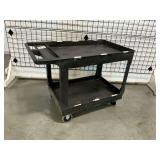 Two-Tier Black Rolling Plastic Utility Cart ... 33 x 45 x 26 Inches