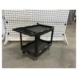 Two-Tier Black Rolling Plastic Utility Cart ... 33 x 45 x 26 Inches