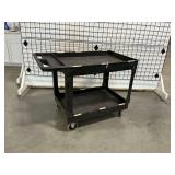 Two-Tier Black Rolling Plastic Utility Cart ... 33 x 45 x 26 Inches
