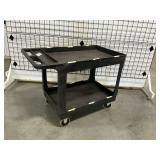 Two-Tier Black Rolling Plastic Utility Cart ... 33 x 45 x 26 Inches