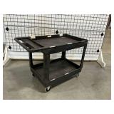 Two-Tier Black Rolling Plastic Utility Cart ... 33 x 45 x 26 Inches