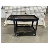 Two-Tier Black Rolling Plastic Utility Cart ... 33 x 45 x 26 Inches