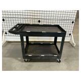Two-Tier Black Rolling Plastic Utility Cart ... 33 x 45 x 26 Inches