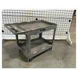 Two-Tier Grey Rolling Plastic Utility Cart ... 33 x 45 x 26 Inches