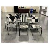 Black and White Patterned Metal Chairs
