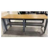 Wooden Top Metal Work Bench ... 37 x 96 x 30 Inches