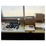 Office Supply Assortment with Tape Dispensers, Binders, and Monitor Riser