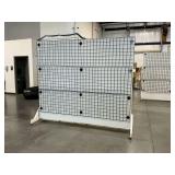 Double-Sided Mobile White Wooden Gridwall Display Stand ... 87 x 100 x 32 Inches