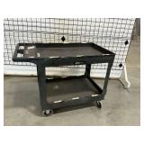 Two-Tier Black Rolling Plastic Utility Cart ... 33 x 45 x 26 Inches