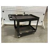 Two-Tier Black Rolling Plastic Utility Cart ... 33 x 45 x 26 Inches
