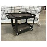 Two-Tier Black Rolling Plastic Utility Cart ... 33 x 45 x 26 Inches