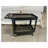 Two-Tier Black Rolling Plastic Utility Cart ... 33 x 45 x 26 Inches