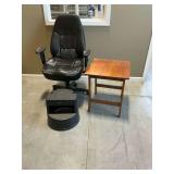 Wooden Table, Rolling Chair & Stool ... Table Measures 22 x 21 x 21 Inches