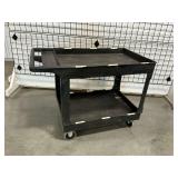 Two-Tier Black Rolling Plastic Utility Cart ... 33 x 45 x 26 Inches