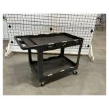 Two-Tier Black Rolling Plastic Utility Cart ... 33 x 45 x 26 Inches