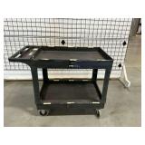 Two-Tier Black Rolling Plastic Utility Cart ... 33 x 45 x 26 Inches